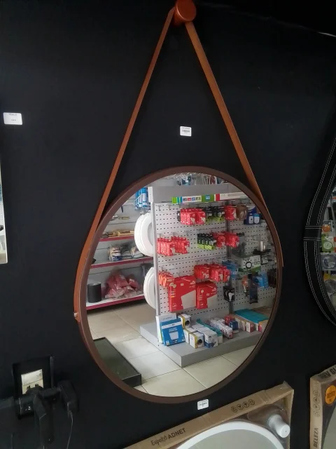 Espelho Adnet Redondo 60cm com Alça de Couro Moldura Premium Luxo